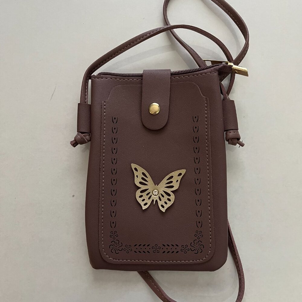 CROSSBODY BAG (7.5"X5.5") W/ BUTTERFLY ACCENT - NWOT